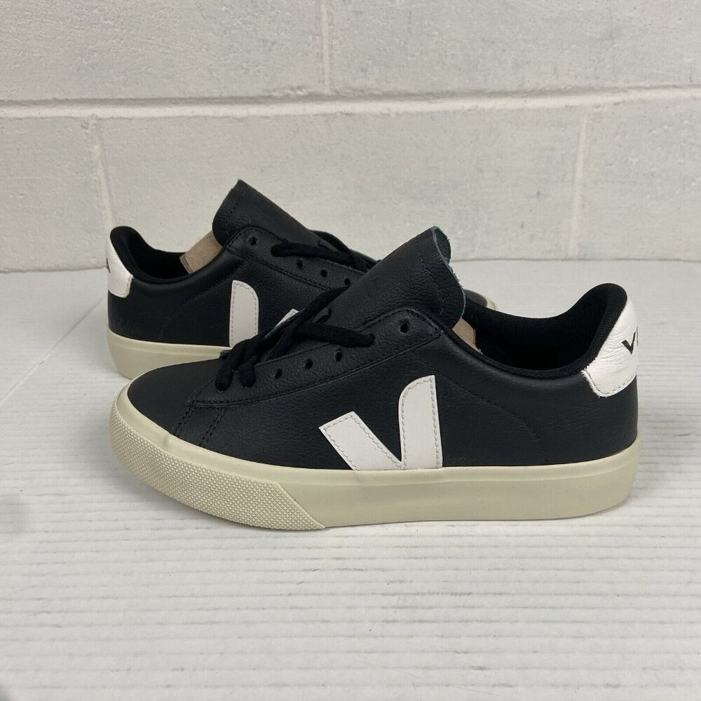 NEW Veja Women's Campo Chromefree Leather Sneakers CPO501215A370 Black/White NIB - Picture 2 of 11